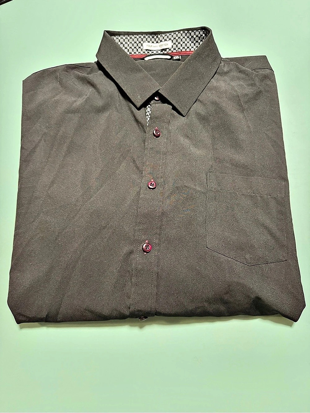 Alex Vando Core Solid Performance Dress Shirt Black XXL Stretch Long Sleeves Sof